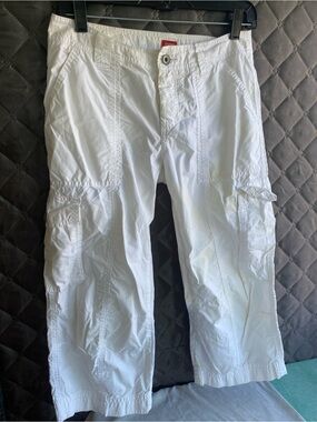 Vintage Esprit White Cropped Cargo Pants Capris Lightweight Y2K Low-rise 6